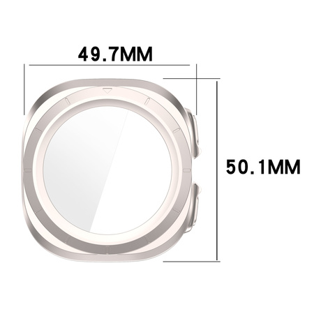 Etui ze szkłem do zegarka Bizon Case+Glass Watch do Galaxy Watch Ultra 47 mm, satynowo szampańskie