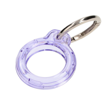 Etui Bizon Case Locator Keychain do Apple AirTag, przezroczysto-fioletowe