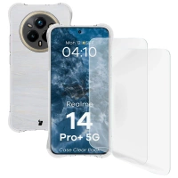 Elastyczne etui + 2x folia na ekran Bizon Case Clear Pack do Realme 14 Pro Plus 5G