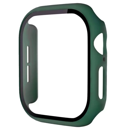 Etui ze szkłem do zegarka Bizon Case Watch Adamo do Apple Watch SE 3 / SE 2 / SE / 6 / 5 / 4 (40 mm), matowe ciemnozielone