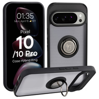 Etui z uchwytem na palec Bizon Case Hybrid Ring do Google Pixel 10 / 10 Pro, przydymione z czarną ramką