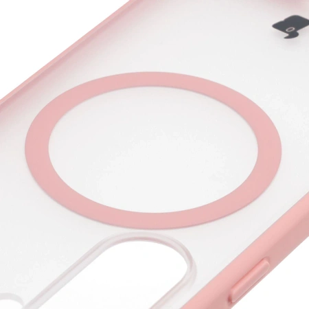 Etui z pierścieniem magnetycznym Bizon Case MatteO do Galaxy S26, przydymione-jasnoróżowe