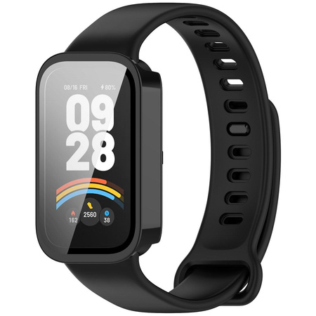 Etui ze szkłem do zegarka Bizon Case+Glass Watch do Xiaomi Smart Band 9 Active / Redmi Band 3, czarne