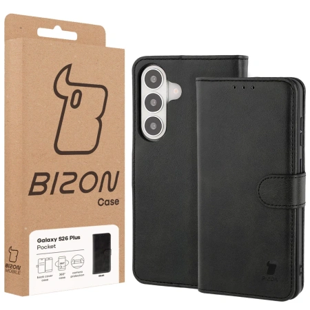 Etui z klapką Bizon Case Pocket do Galaxy S26 Plus, czarne