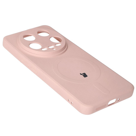 Etui Bizon Case Silicone Magnetic Sq do Xiaomi 14 Ultra, jasnoróżowe