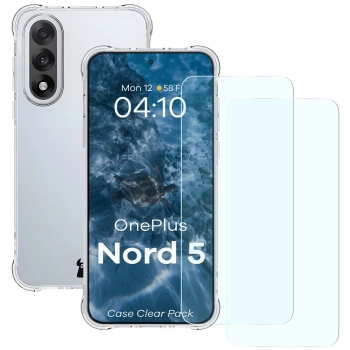 Elastyczne etui + 2x szkło hartowane Bizon Case Clear Pack do OnePlus Nord 5