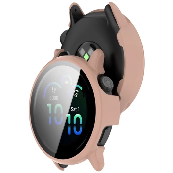 Etui ze szkłem do zegarka Bizon Case Watch Adamo do Garmin Vivoactive 6, różowe