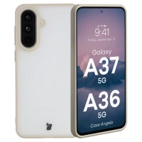 Etui Bizon Case Angelo do Galaxy A37 5G / A36 5G, półprzezroczyste z beżową ramką