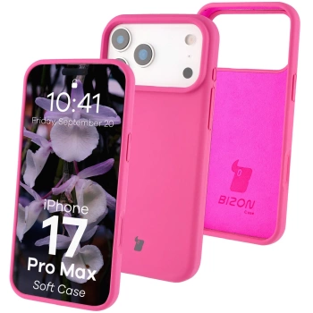 Silikonowe etui Bizon Soft Case do iPhone 17 Pro Max, fuksja