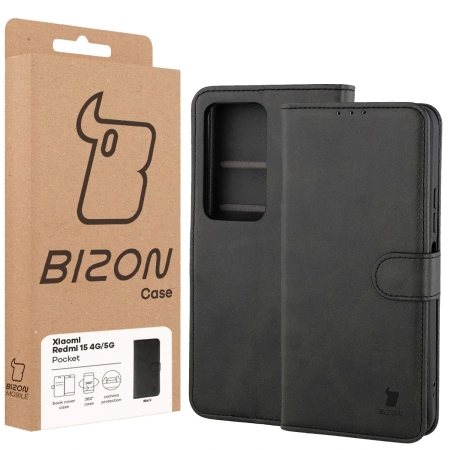 Etui z klapką Bizon Case Pocket do Xiaomi Redmi 15 4G/5G, czarne