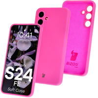 Silikonowe etui Bizon Soft Case do Galaxy S24 FE, neonowo-różowe
