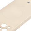 Etui silikonowe z pierścieniem magnetycznym Bizon Case Silicone Magnetic do iPhone 14 Plus, beżowe