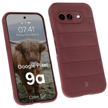 Pancerne etui Bizon Case Tur do Google Pixel 9a, burgundowe