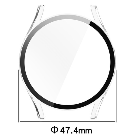Etui ze szkłem do zegarka Bizon Case+Glass Watch do Galaxy Watch 7 44 mm, przezroczyste