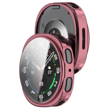 Etui z osłoną ekranu Bizon Case Watch Felipe do Galaxy Watch 8 40 mm, różowe
