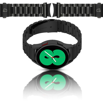 Pasek ze stali nierdzewnej Bizon Strap Watch Aura do Galaxy Watch FE/7/6/6 Classic/5/5 Pro/4/4 Classic, czarny