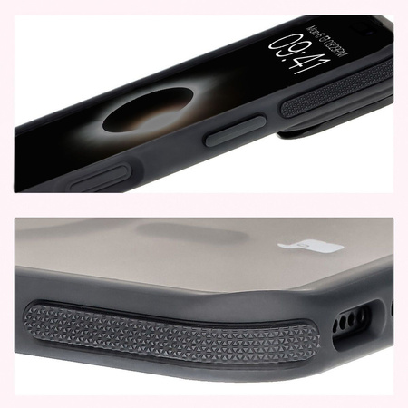 Etui z podstawką i pierścieniem magnetycznym Bizon Case Eclipse do iPhone 16 Plus, przydymione z czarną ramką