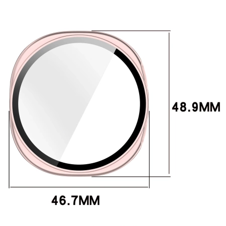 Etui ze szkłem do zegarka Bizon Case+Glass Watch do Samsung Galaxy Watch 8 44 mm, satynowe różowe