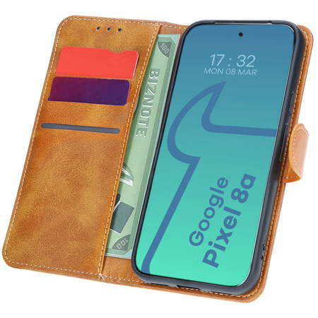 Etui z klapką Bizon Case Pocket do Google Pixel 8a, brązowe