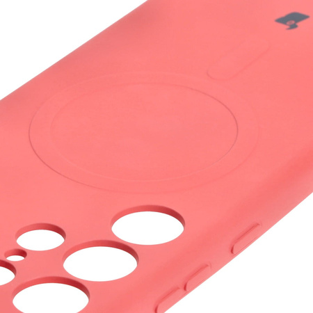 Etui silikonowe z pierścieniem magnetycznym Bizon Case Silicone Magnetic do Galaxy S23 Ultra, brudnoróżowe