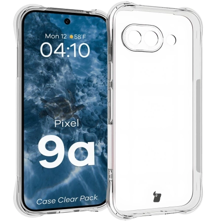 Elastyczne etui + 2x folia na ekran Bizon Case Clear Pack do Pixel 9a