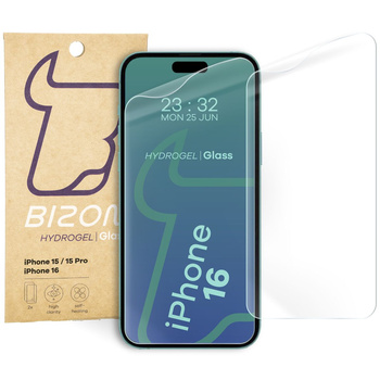 Folia hydrożelowa na ekran Bizon Glass Hydrogel Front do iPhone 15 / 15 Pro / 16, 2 sztuki