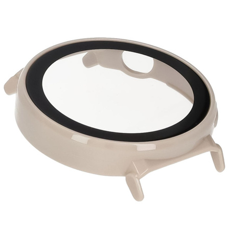 Etui ze szkłem do zegarka Bizon Case Watch Adamo do Huawei Watch GT 5 Pro 42 mm, beżowe