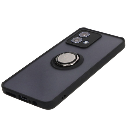 Etui z uchwytem na palec Bizon Case Hybrid Ring do Motorola Moto G84 5G, przydymione z czarną ramką
