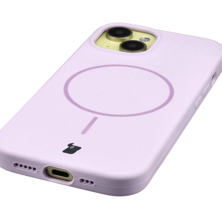 Silikonowe etui z pierścieniem magnetycznym Bizon Soft Case Magnetic do iPhone 15, jasnofioletowe