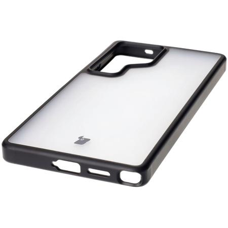 Etui Bizon Case Angelo do Galaxy S25 Ultra, przydymione z czarną ramką