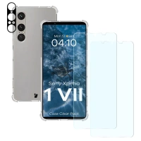 Etui + 2x szkło hartowane + szkiełko na obiektyw Bizon Case Clear Pack do Sony Xperia 1 VII