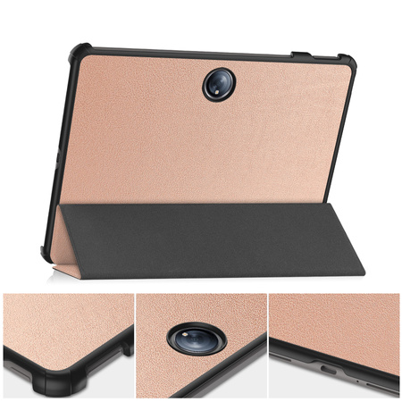 Etui z klapką Bizon Case Tab Croc do OnePlus Pad 2 / Pad Pro, różowozłote