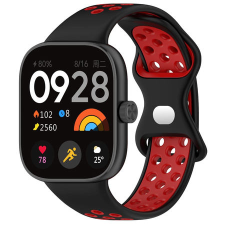 Pasek Bizon Strap Watch Octo do Xiaomi Redmi Watch 5/4 / Smart Band 9/8 Pro, czarno-czerwony