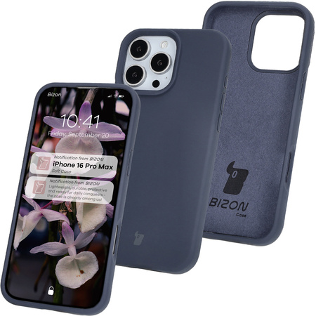 Silikonowe etui Bizon Soft Case do iPhone 16 Pro Max, ciemnoniebieskie