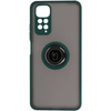 Etui z uchwytem na palec Bizon Case Hybrid Ring do Xiaomi Redmi Note 11 / 11S 4G, przydymione z ciemnozieloną ramką
