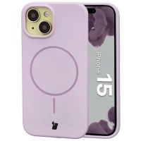 Silikonowe etui z pierścieniem magnetycznym Bizon Soft Case Magnetic do iPhone 15, jasnofioletowe