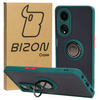 Etui z uchwytem na palec Bizon Case Hybrid Ring do Oppo A98 5G, przydymione z ciemnozieloną ramką