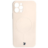Etui silikonowe z pierścieniem magnetycznym Bizon Case Silicone Magnetic do iPhone 12 Pro, beżowe
