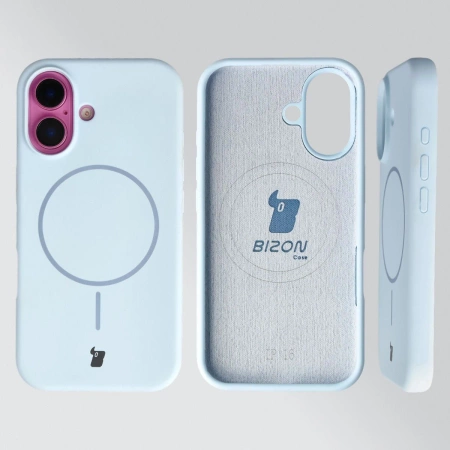 Silikonowe etui z pierścieniem magnetycznym Bizon Soft Case Magnetic do iPhone 16, błękitne