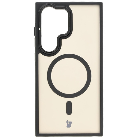 Etui z podstawką i pierścieniem magnetycznym Bizon Case Eclipse do Galaxy S24 Ultra, przydymione z czarną ramką