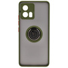 Etui z uchwytem na palec Bizon Case Hybrid Ring do Motorola Edge 30 Fusion, przydymione z zieloną ramką