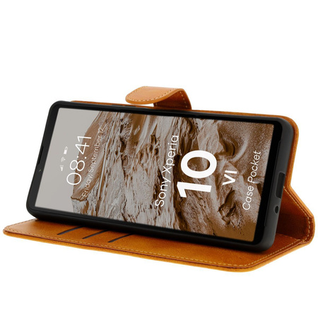Etui z klapką Bizon Case Pocket do Sony Xperia 10 VI, brązowe