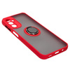Etui z uchwytem na palec Bizon Case Hybrid Ring do Galaxy A14 4G / 5G, przydymione z czerwoną ramką
