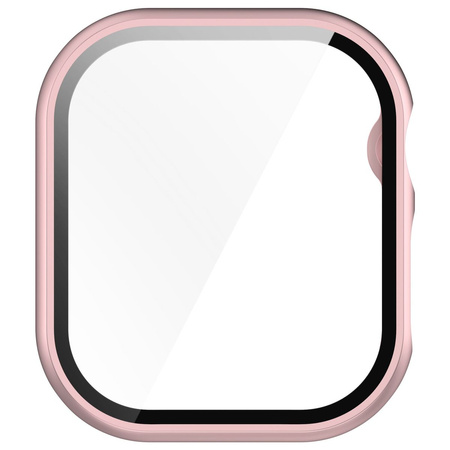 Etui ze szkłem do zegarka Bizon Case+Glass Watch do Apple Watch 11 / 10 (46mm), jasnoróżowe