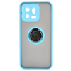 Etui z uchwytem na palec Bizon Case Hybrid Ring do Xiaomi 13, przydymione z jasnoniebieską ramką