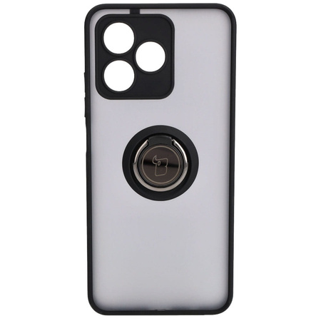 Etui z uchwytem na palec Bizon Case Hybrid Ring do Realme C53 / C51, przydymione z czarną ramką