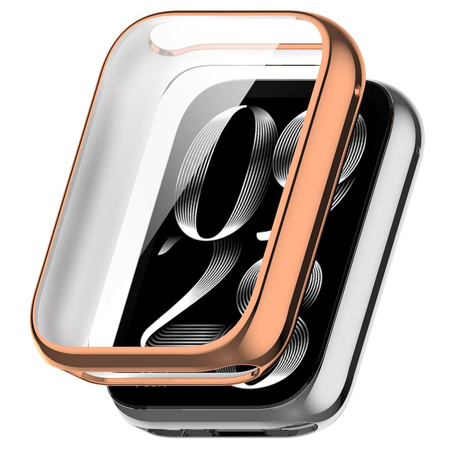 Etui z osłoną ekranu Bizon Case Watch Felipe do Xiaomi Mi Smart Band 9 Pro, różowozłote