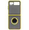 Etui z uchwytem na palec Bizon Case Hybrid Ring do Motorola Razr 40, przydymione z żółtą ramką