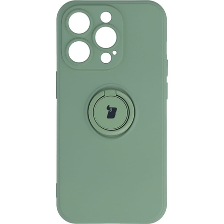 Etui Bizon Case Silicone Ring Sq do iPhone 14 Pro, jasnozielone