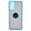 Etui z uchwytem na palec Bizon Case Hybrid Ring do Xiaomi Redmi Note 12S, przydymione z jasnoniebieską ramką